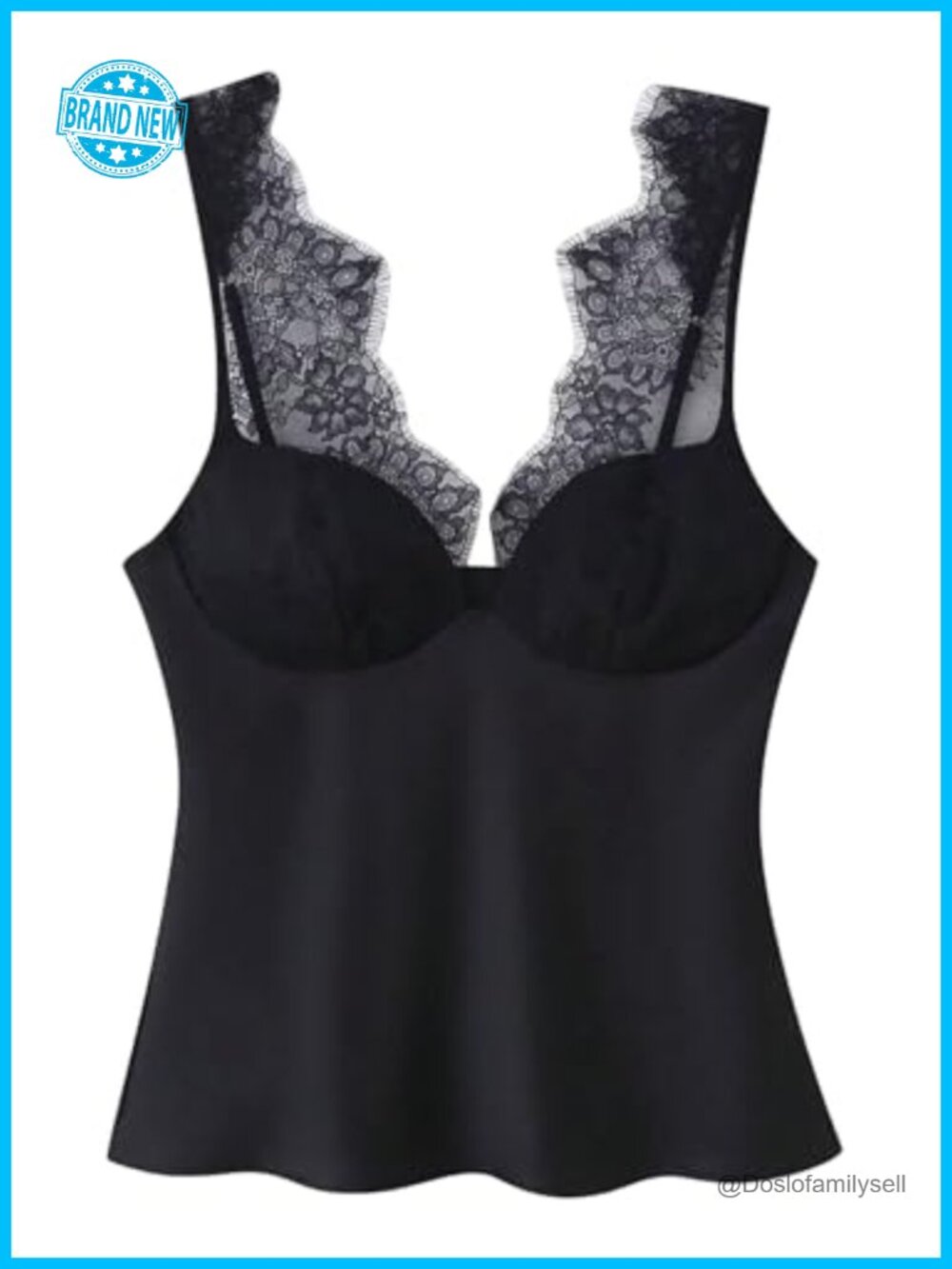 Women's Satin Deep V Lace Trim Tank Top Y2K Sleeveless Plunging Date Night